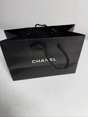 Chanel Black Paper Shopping Bag Gift Packaging Boutique Bag 10 x 8 Inches